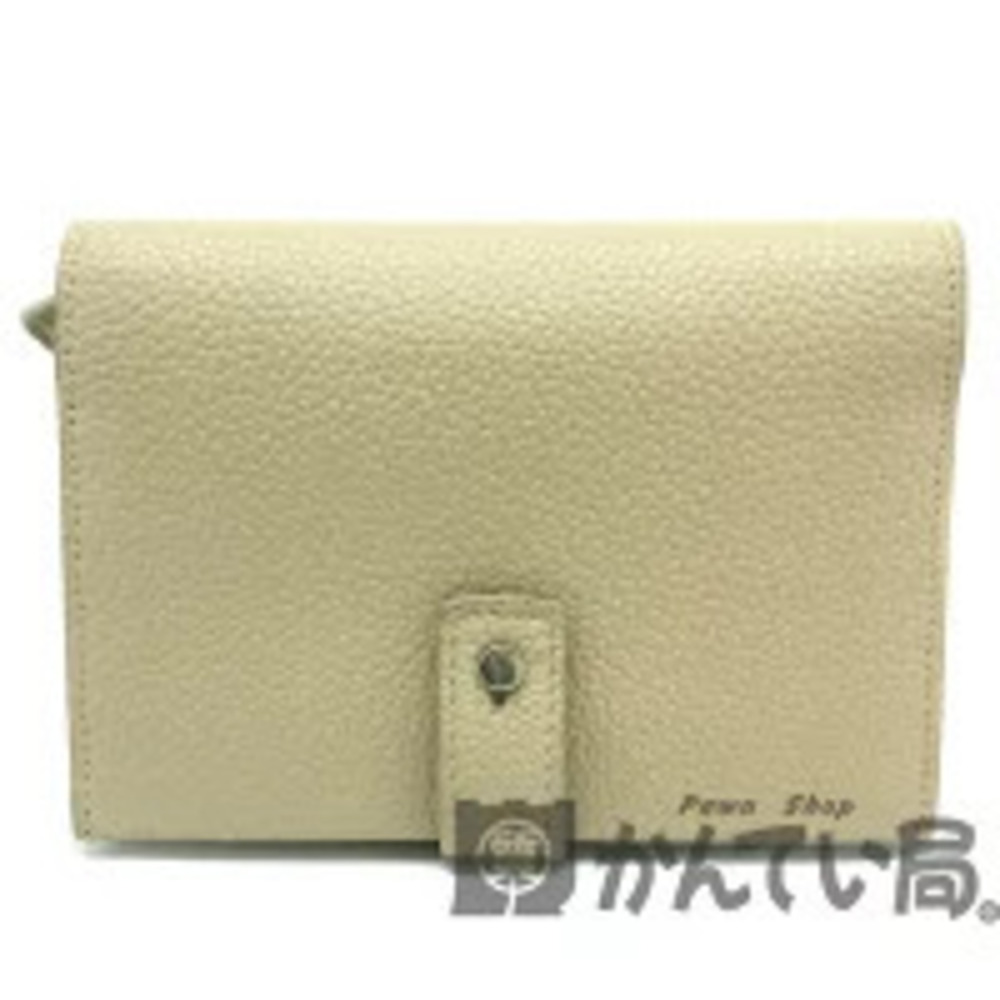 SAINT LAURENT Sac de Jour Compact Wallet Bi fold Card Case Beige Leather